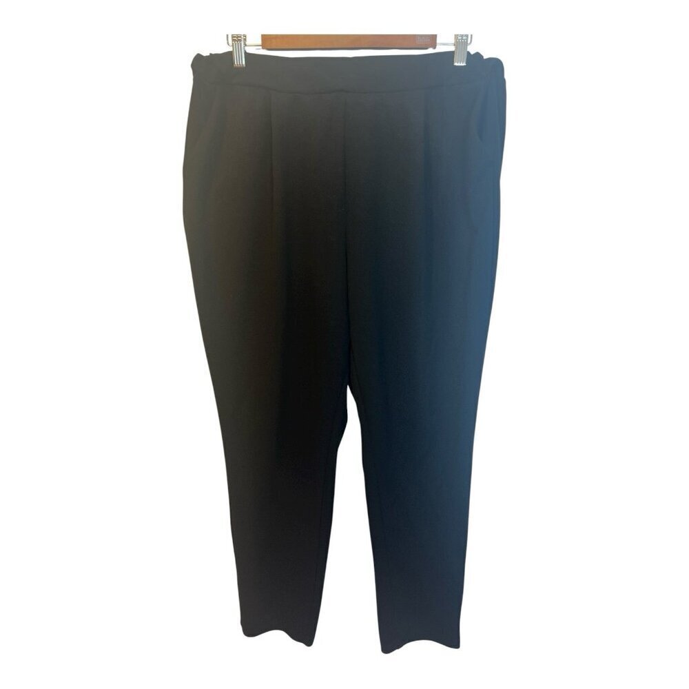 SHEIN Curve Black Dress Career Pants Cropped 2XL Pleated Front Elastic Waist